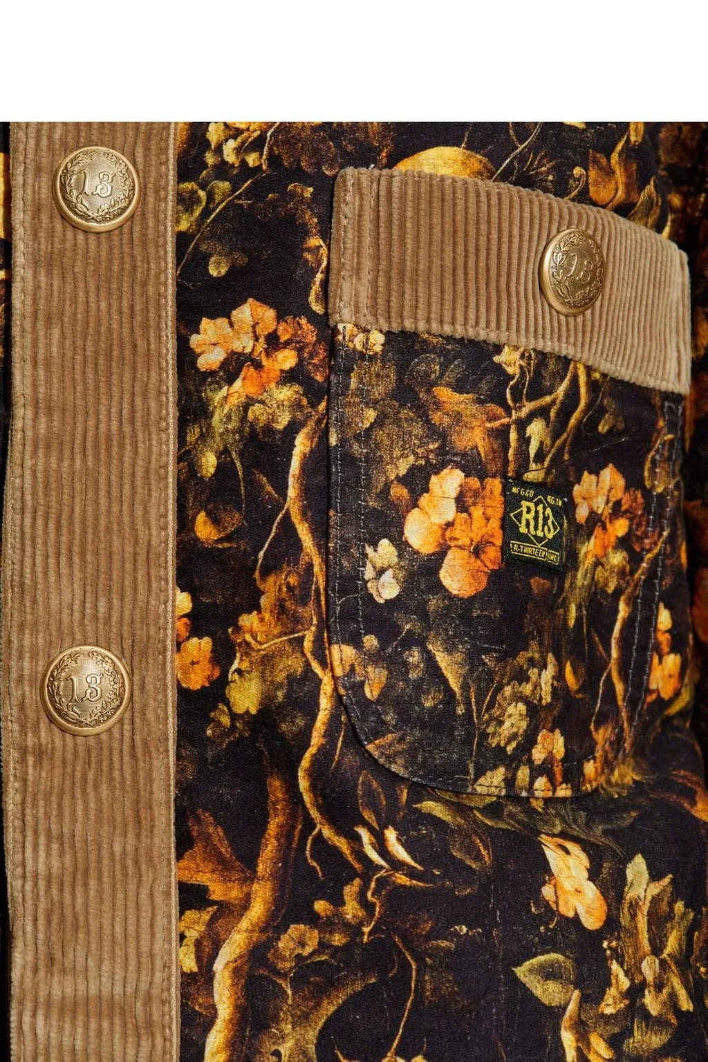 R13 Skull-Print Floral Buttoned Jacket