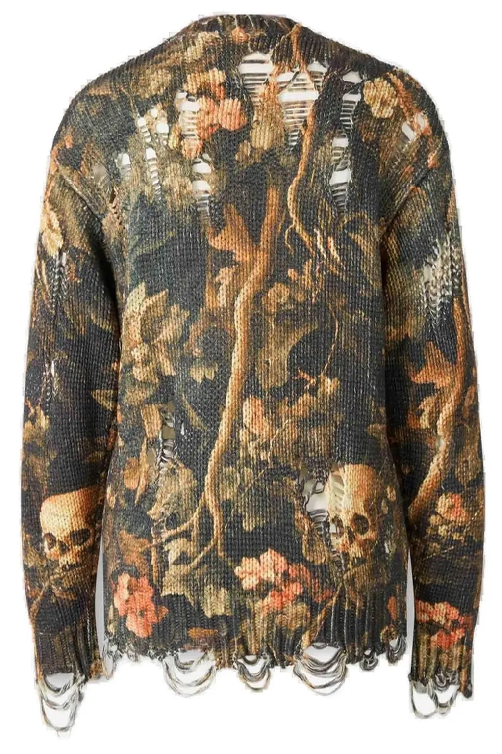 R13 Graphic-Print Distressed Jumper