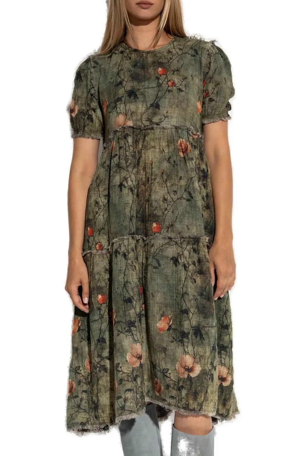 R13 Reversible Shredded Relaxed Midi Dress