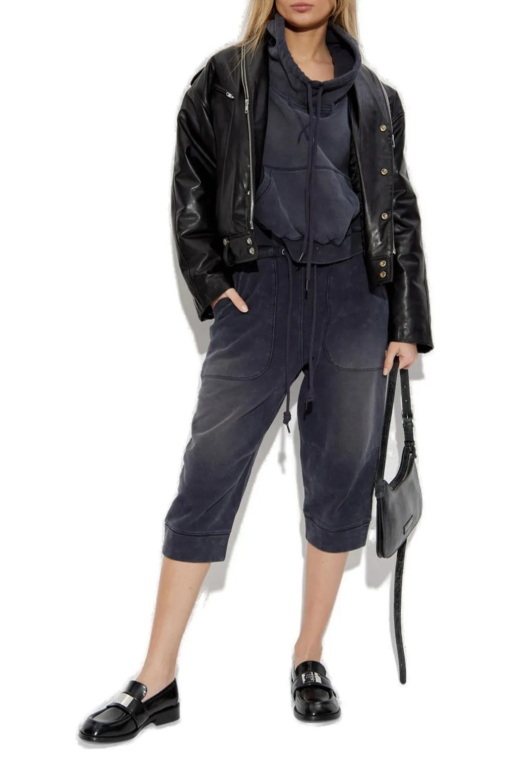 R13 Funnel Neck Cropped Popover Sweatshirt