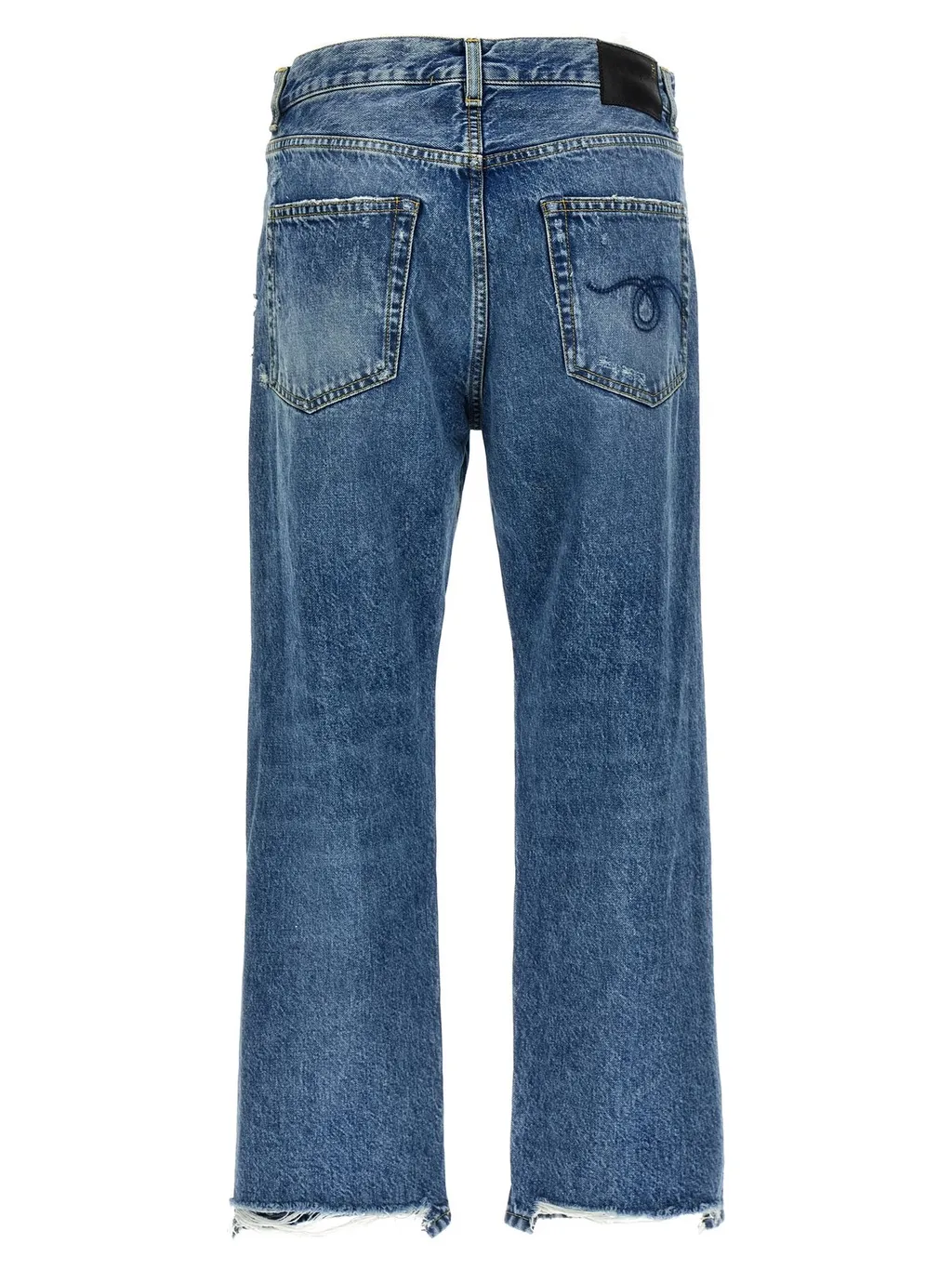R13 Boyfriend Mid-Rise Distressed Jeans