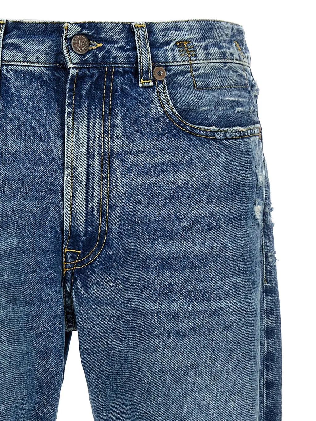 R13 Boyfriend Mid-Rise Distressed Jeans