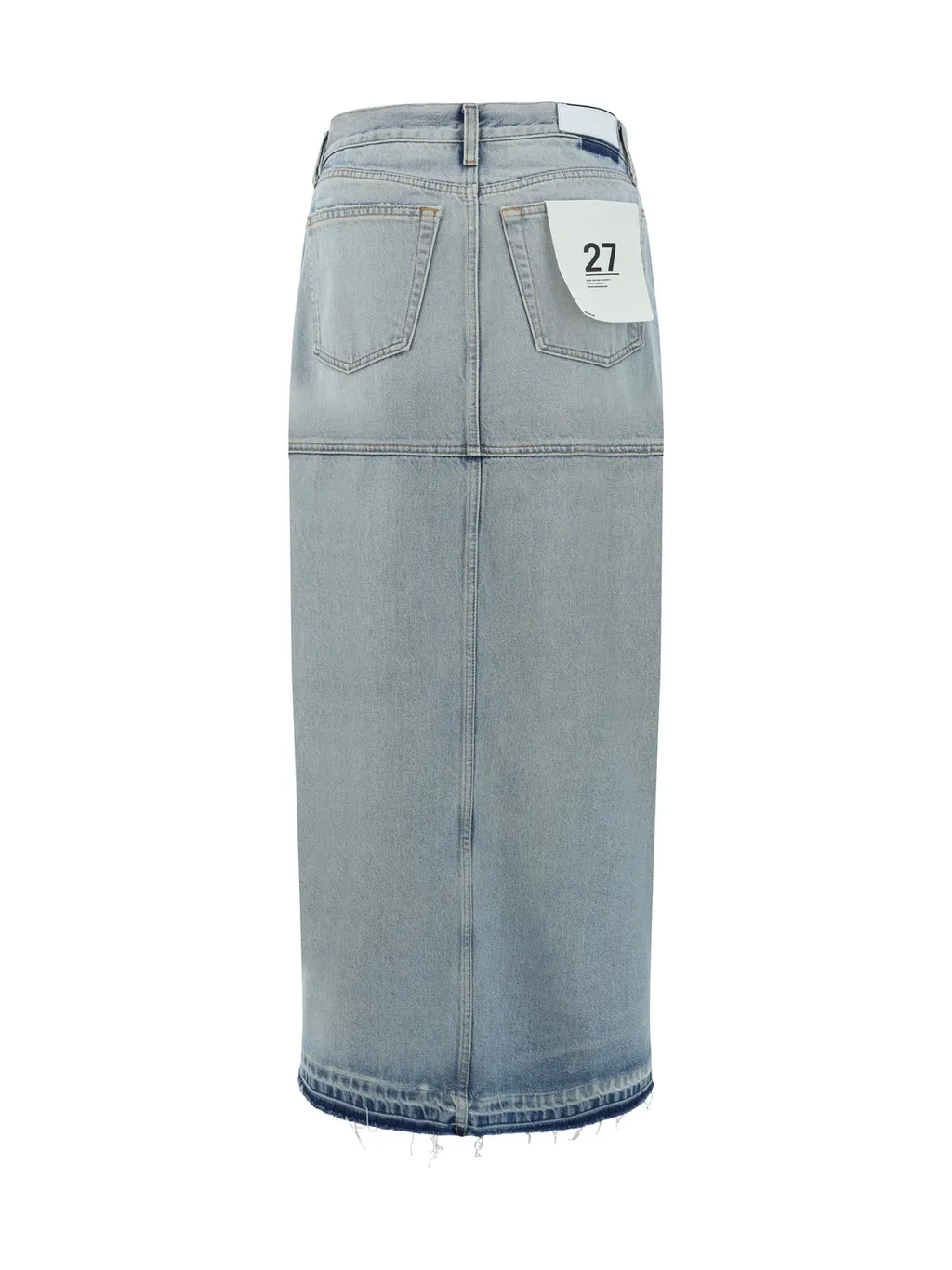 Re/Done Side-Slit Distressed Denim Maxi Skirt
