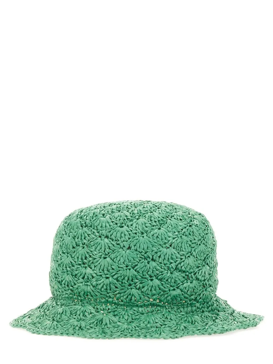 Redvalentino Woven Raffia Bucket Hat