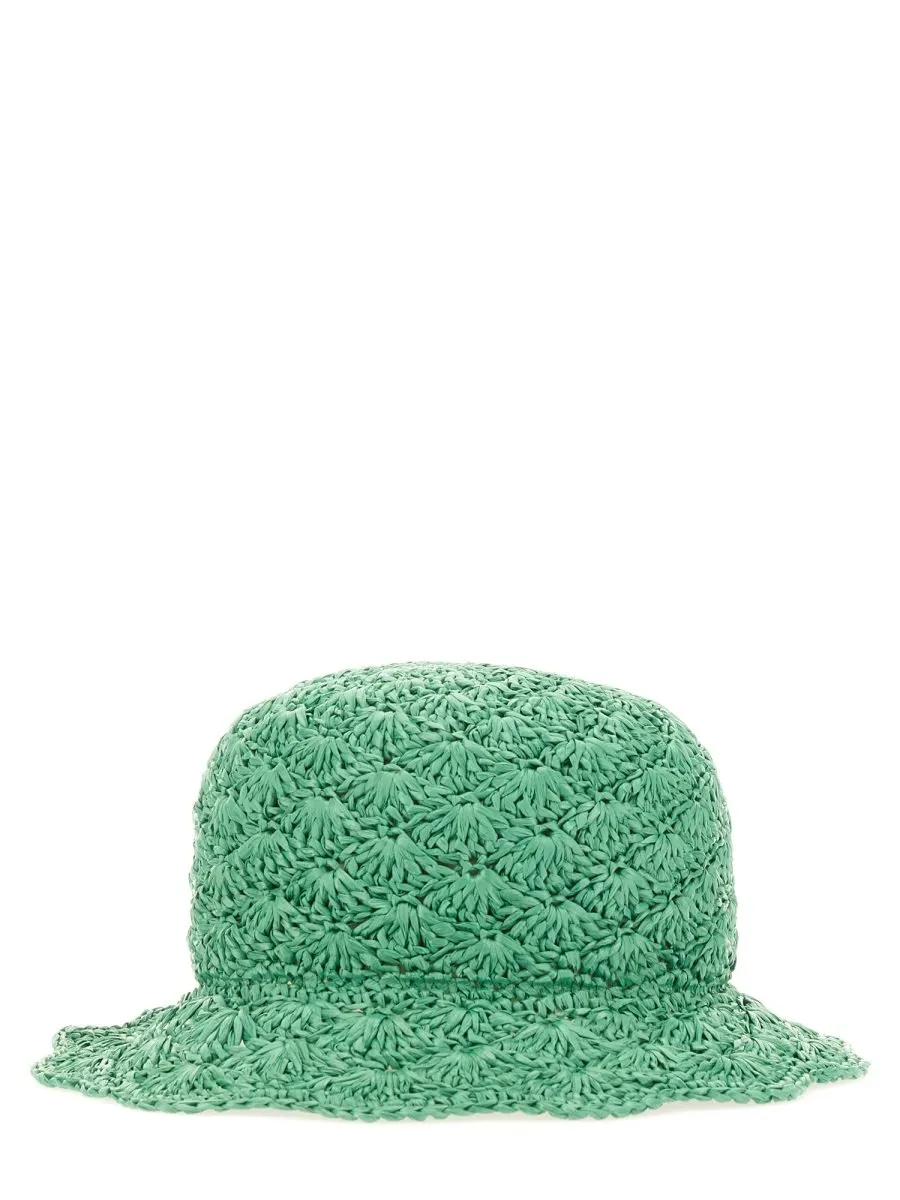 Redvalentino Woven Raffia Bucket Hat