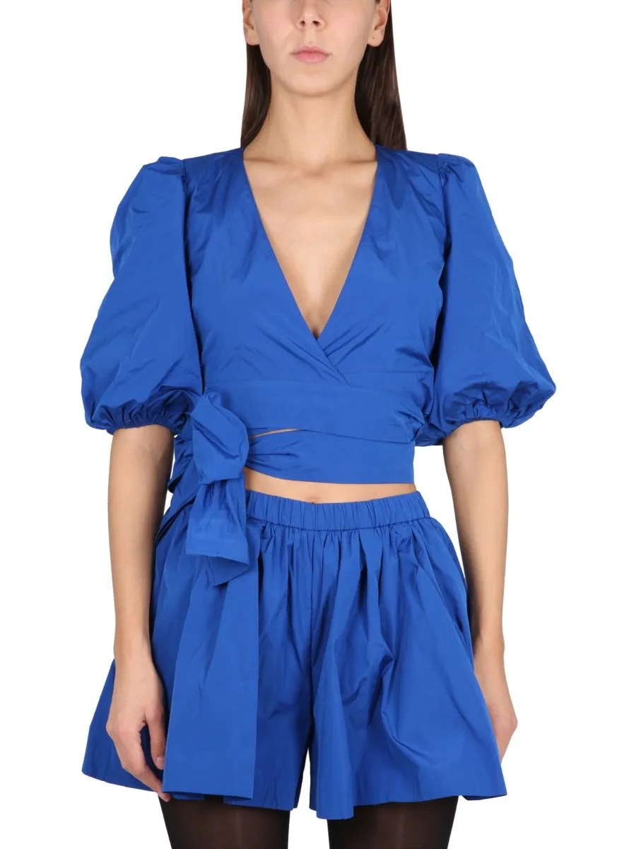 Redvalentino Puff Sleeve Taffeta Top