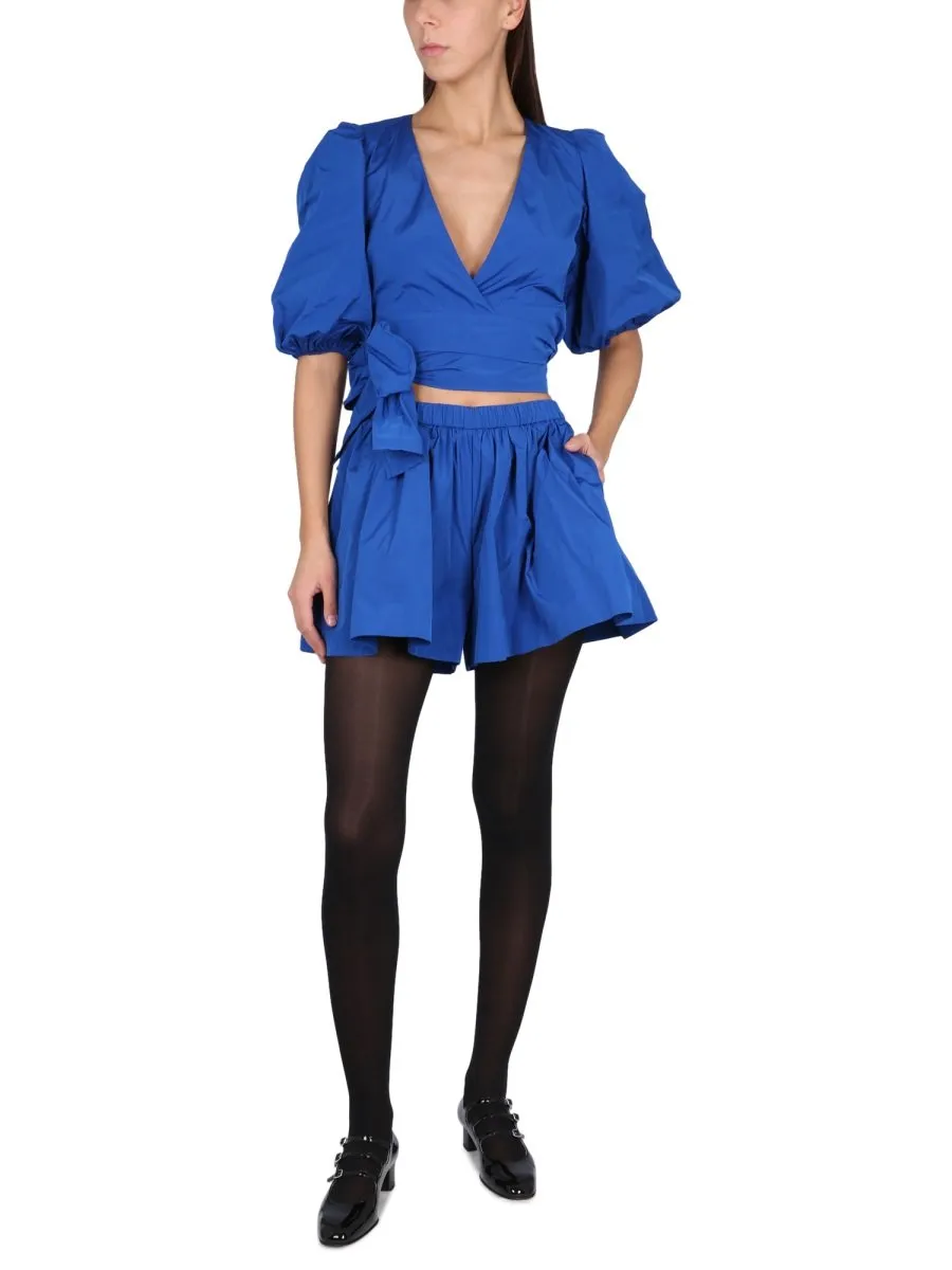 Redvalentino Puff Sleeve Taffeta Top