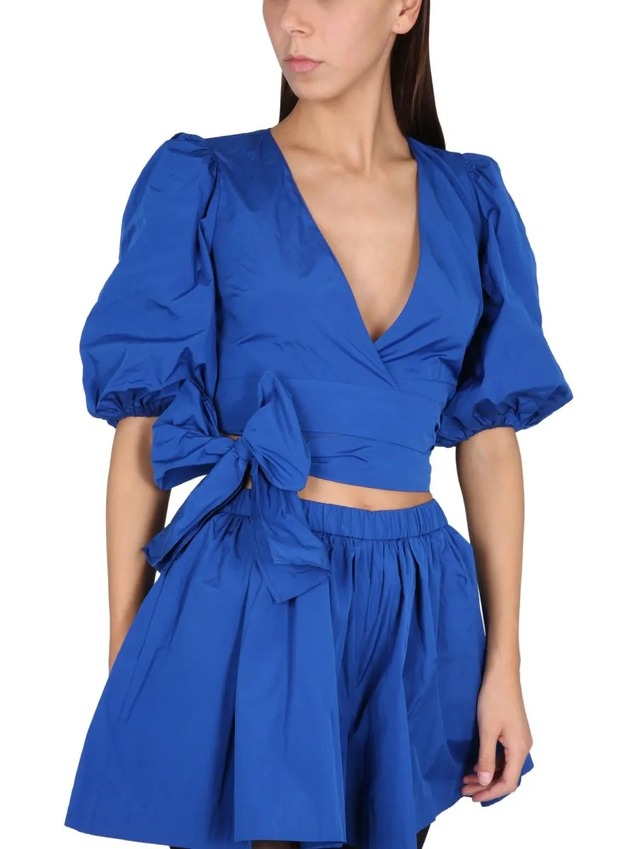 Redvalentino Puff Sleeve Taffeta Top