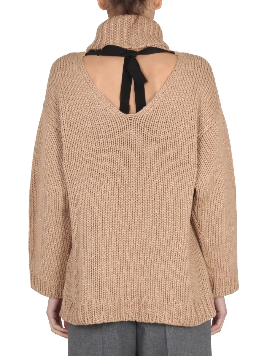 Redvalentino High-Neck Ribbon Jumper