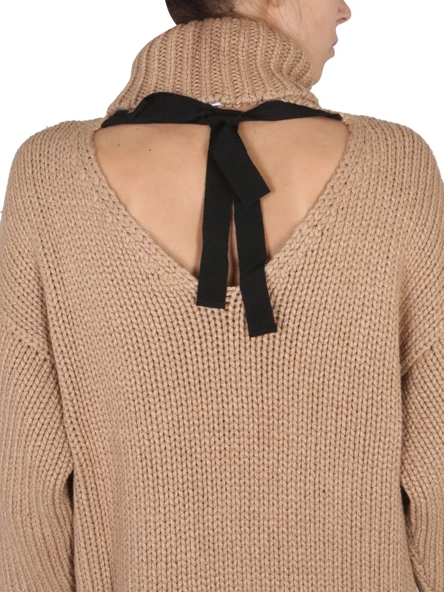 Redvalentino High-Neck Ribbon Jumper