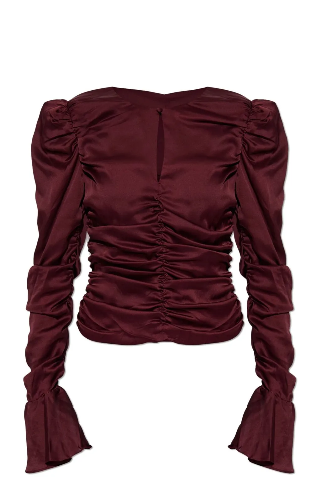 Rotate Long-Sleeved Chiffon Ruched Top