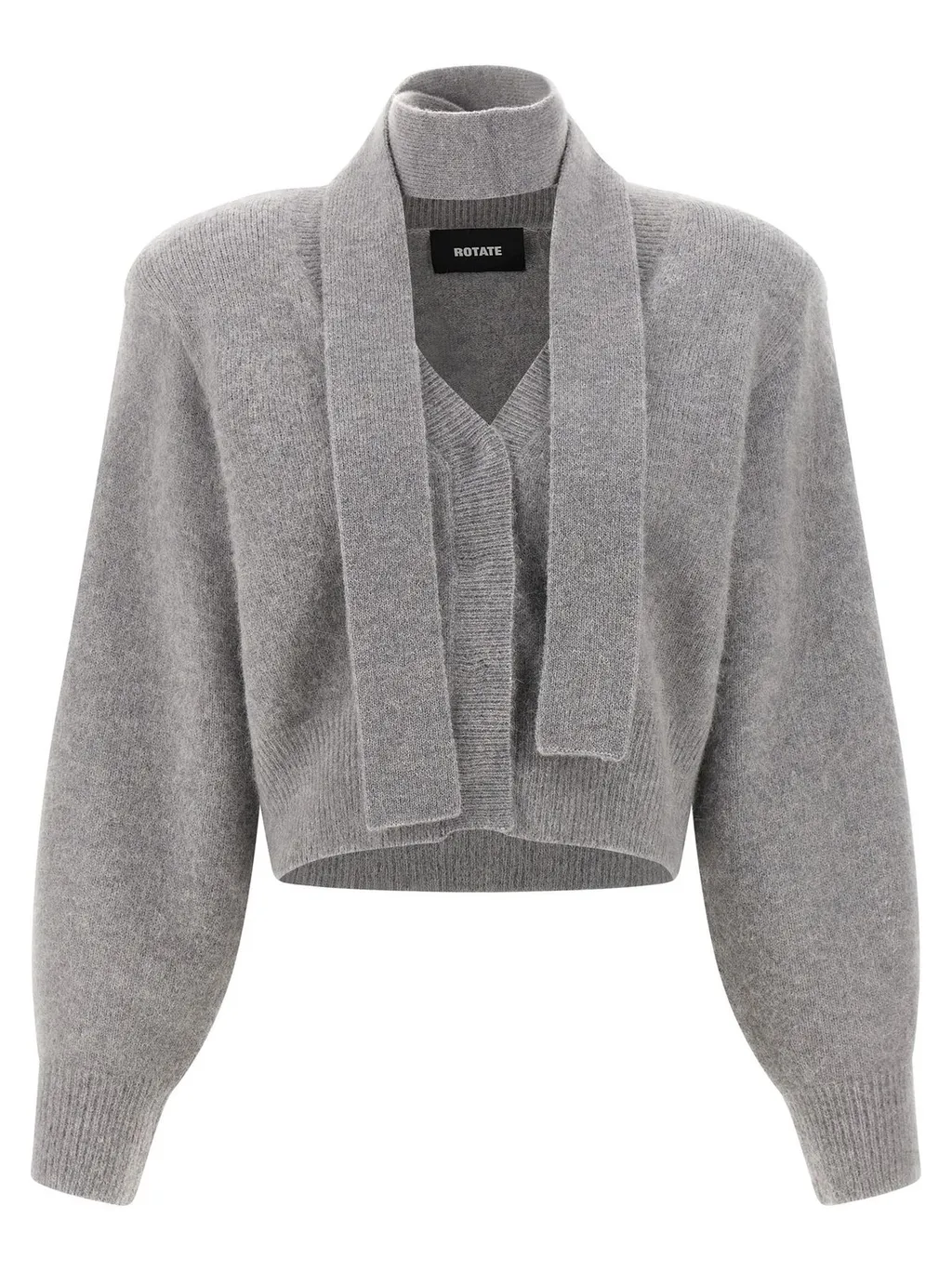 Rotate Scarf-Neck Buttoned Cardigan