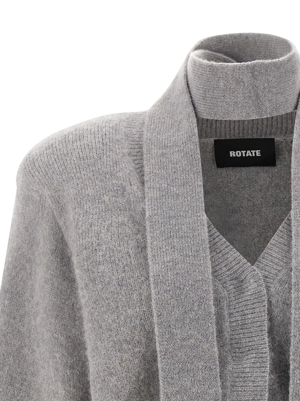 Rotate Scarf-Neck Buttoned Cardigan