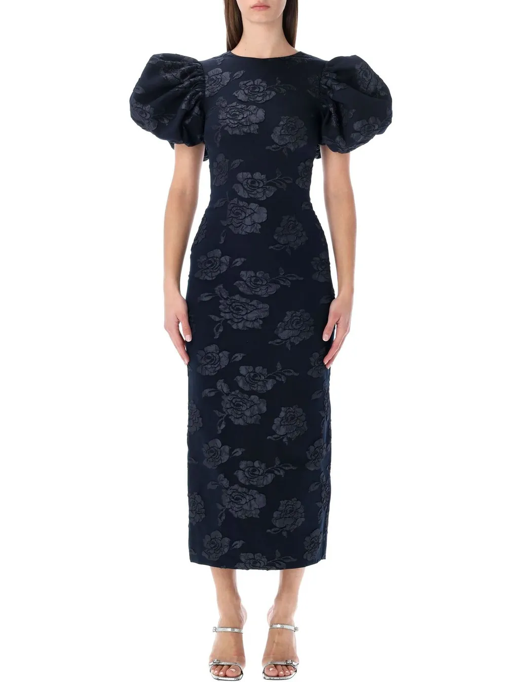 Rotate Floral Patterned Puff Sleeved Long Dress