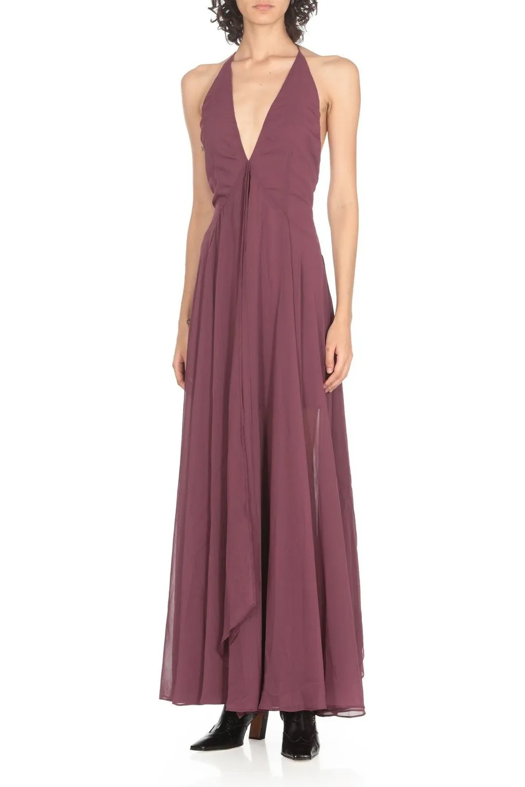 Rotate Halterneck Flared Midi Dress