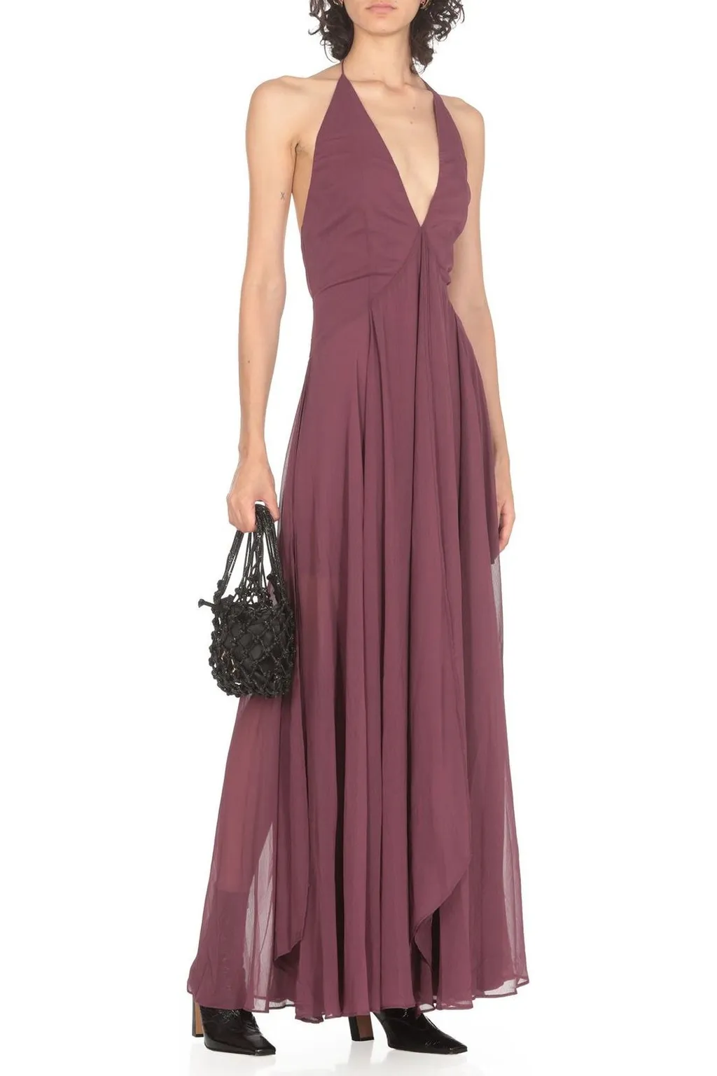 Rotate Halterneck Flared Midi Dress