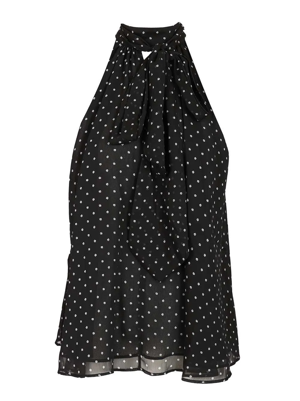 Rotate Halterneck Patterned Bow Top