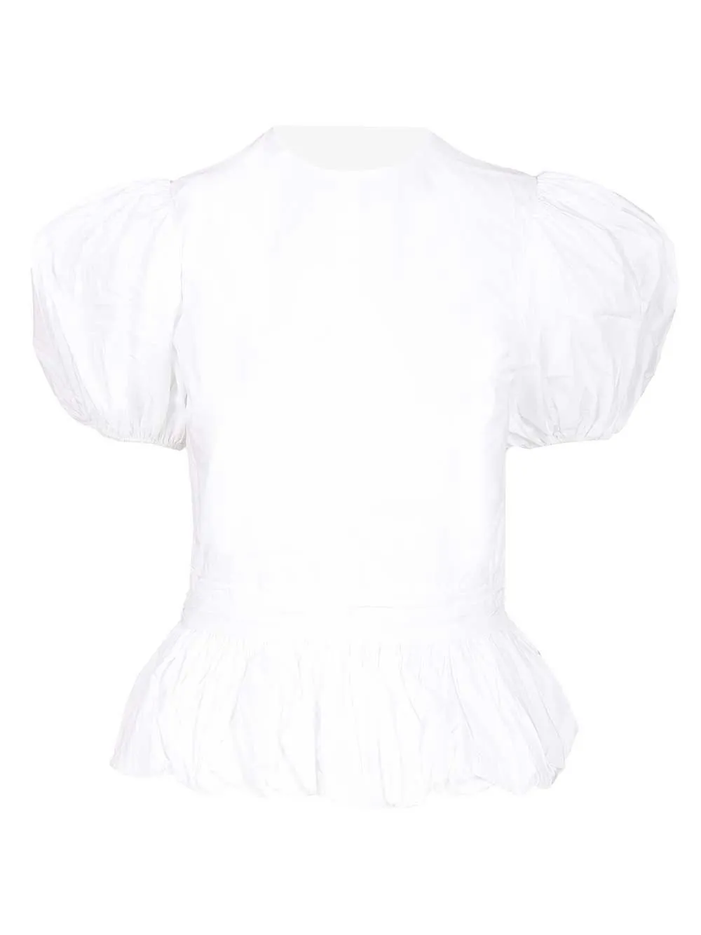 Rotate Short Puff Sleeved Crewneck Straight Top