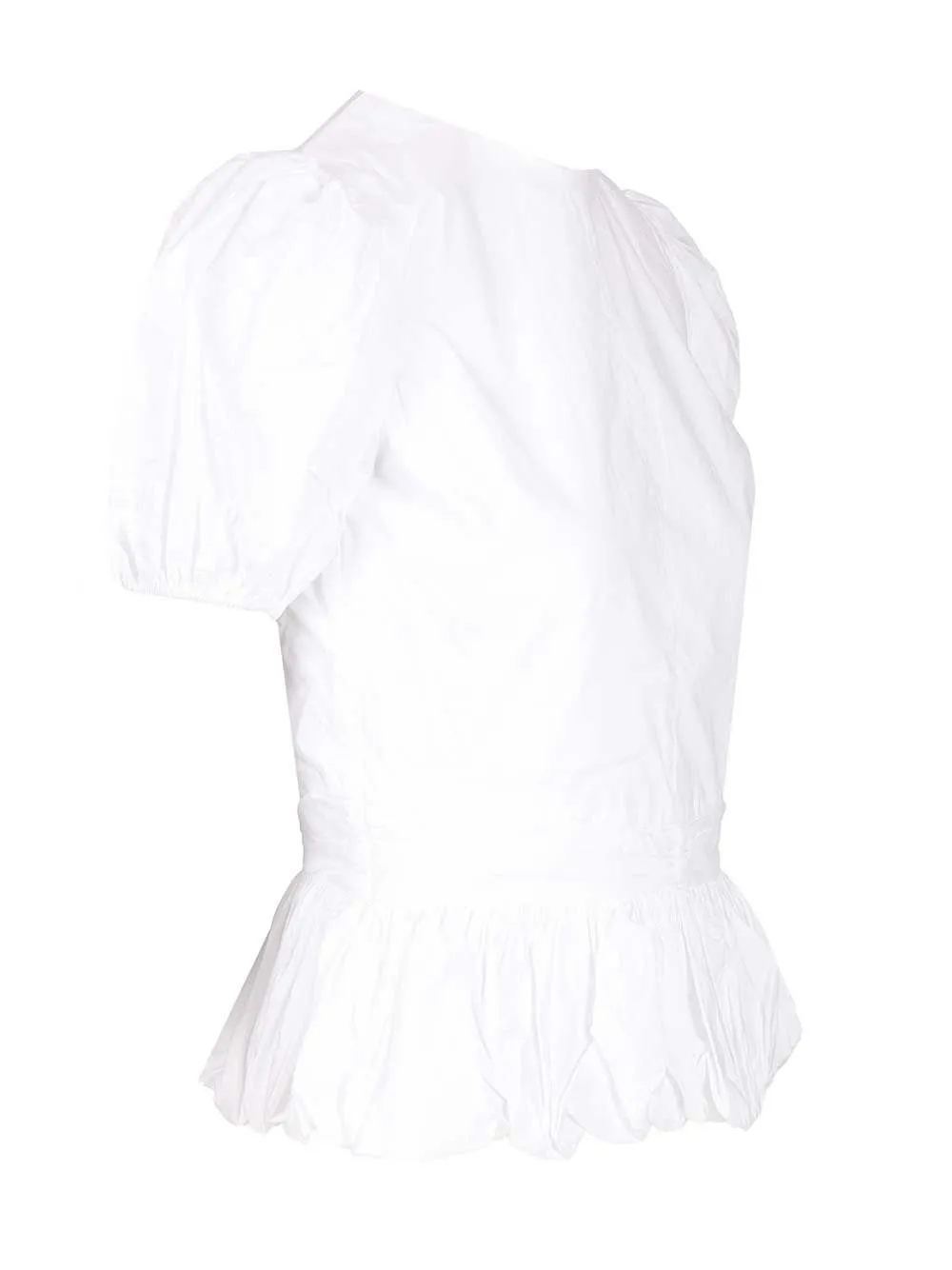 Rotate Short Puff Sleeved Crewneck Straight Top