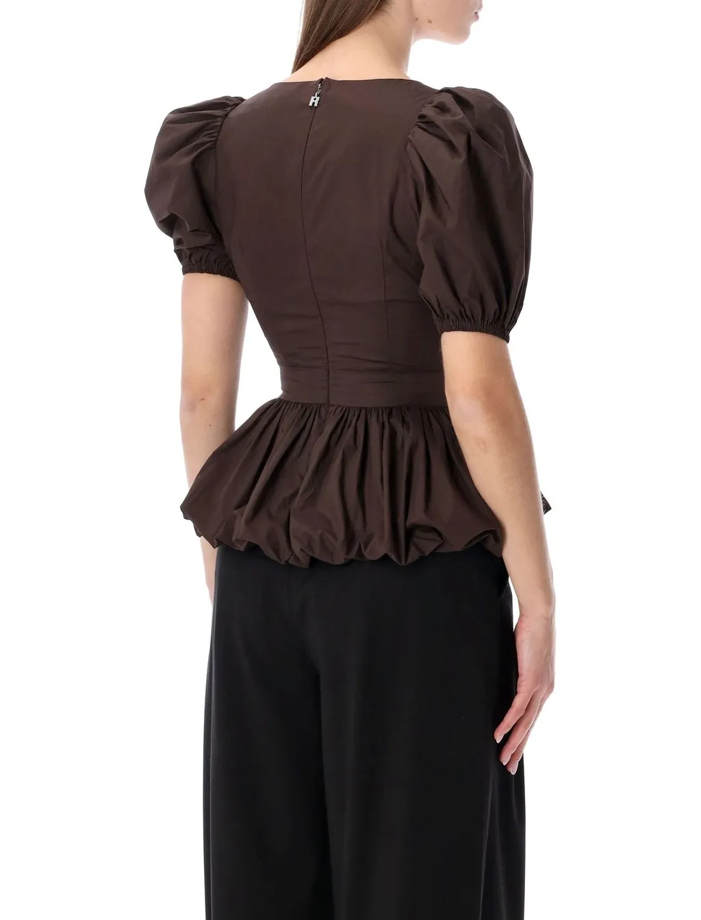 Rotate Bow Detailed Puff Sleeved Bubble Top