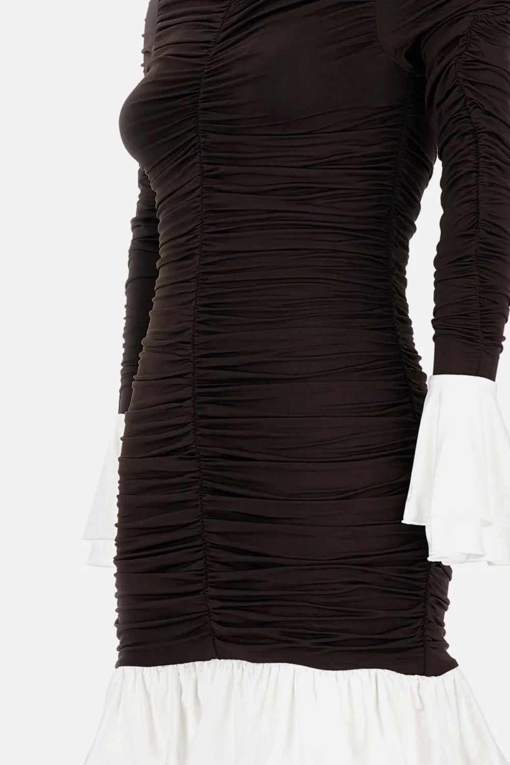 Rotate Mini Ruched Ls Dress