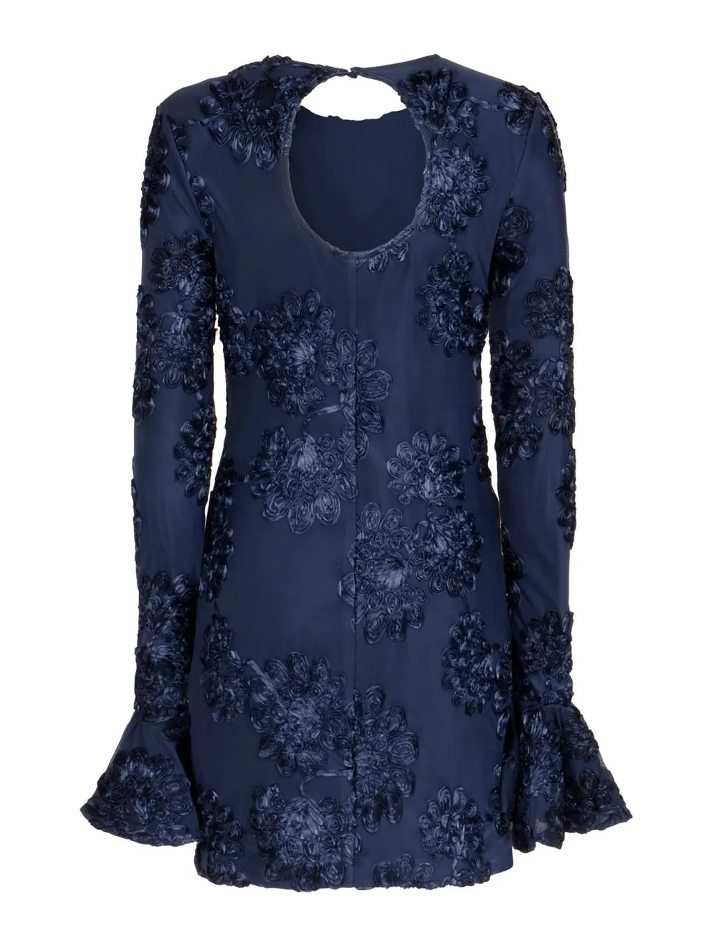 Rotate Flower Embellished Long-Sleeve Dress