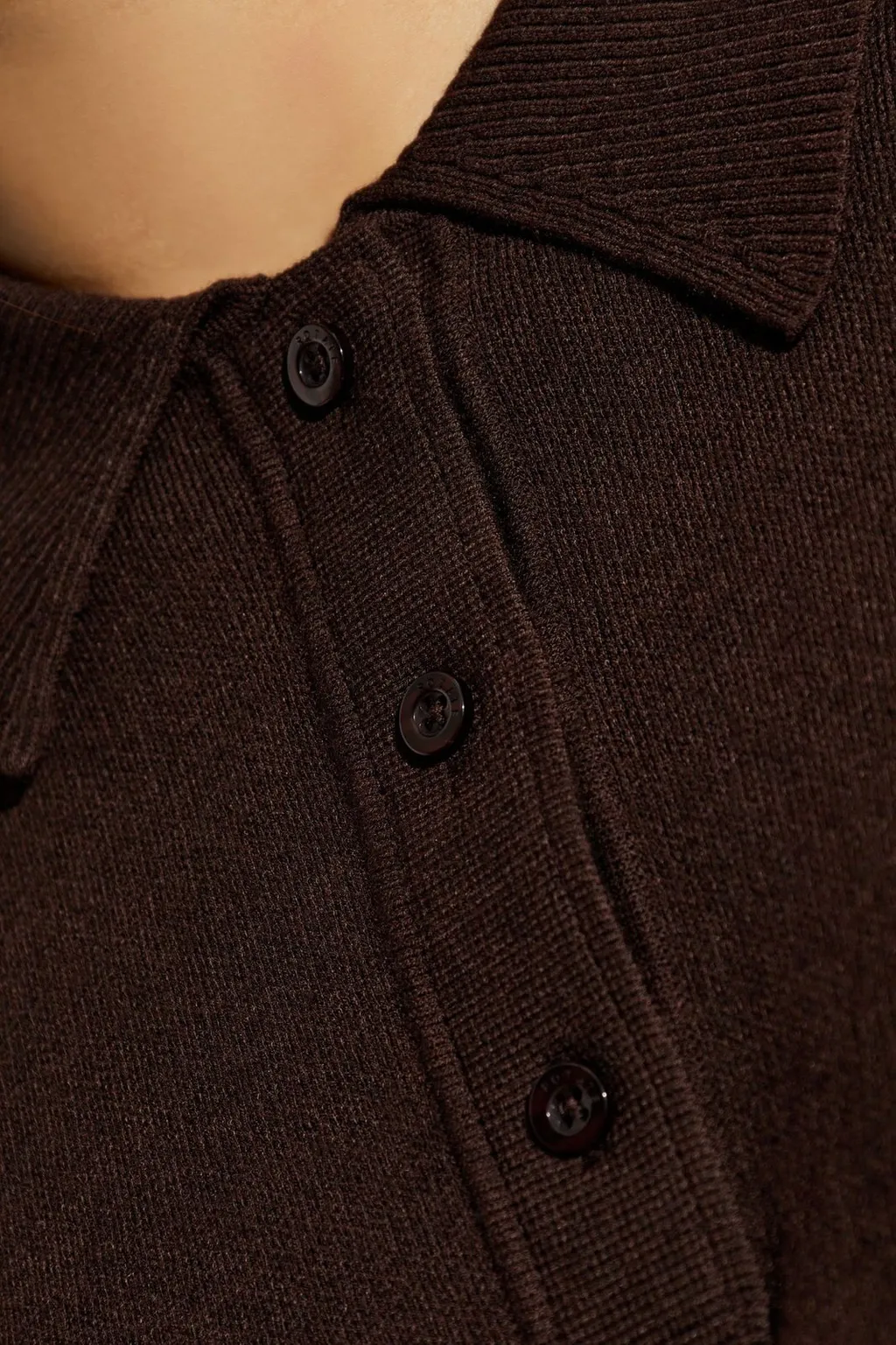 Rotate Long Sleeved Cropped Knit Polo Shirt