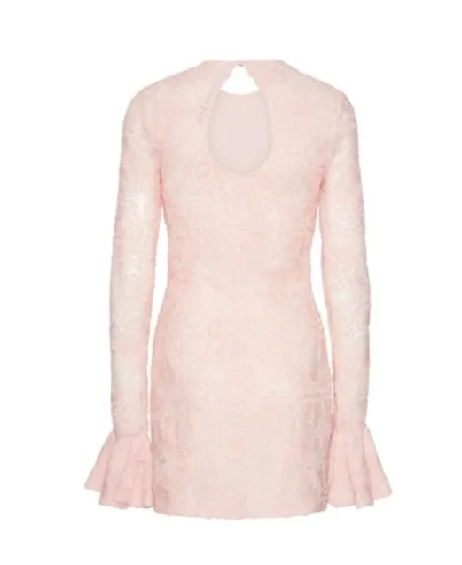 Rotate Mesh Frill Crewneck Mini Dress