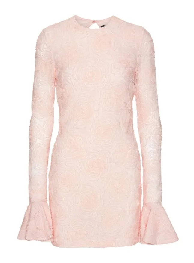 Rotate Mesh Frill Crewneck Mini Dress