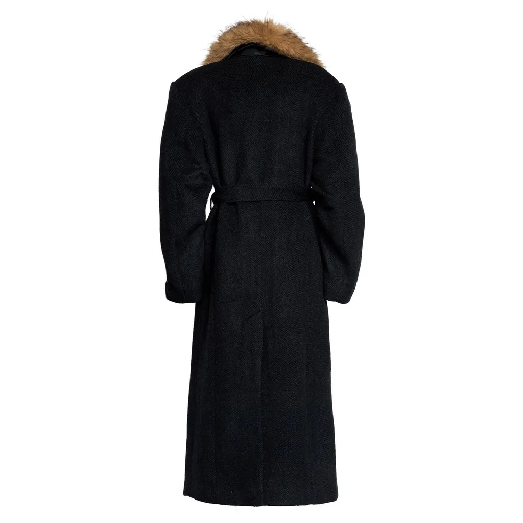 Rotate Faux Fur Collar Long Coat