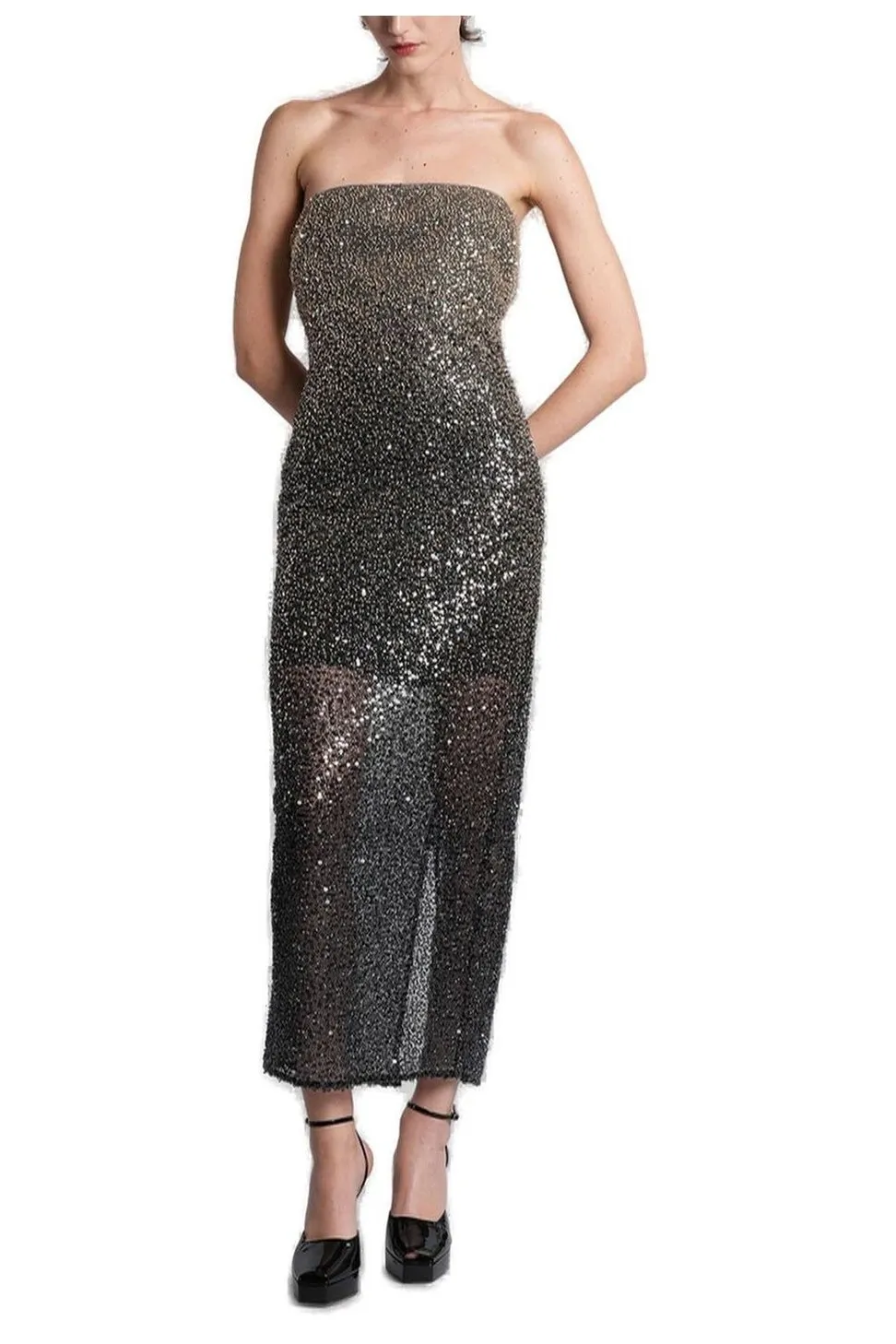 Rotate Embellished Strapless Maxi Dress
