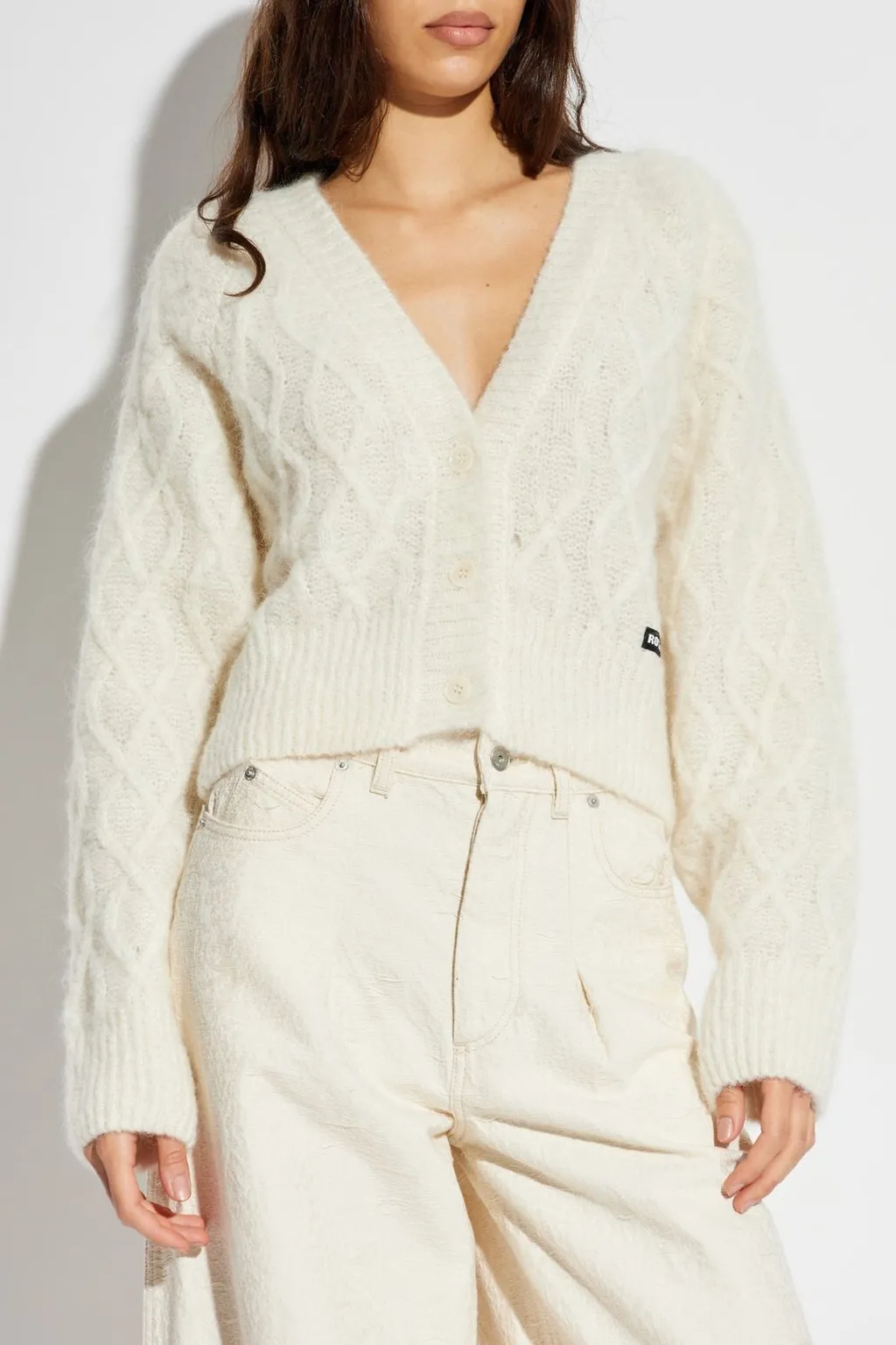 Rotate Logo Patch V-Neck Buttoned Cardigan