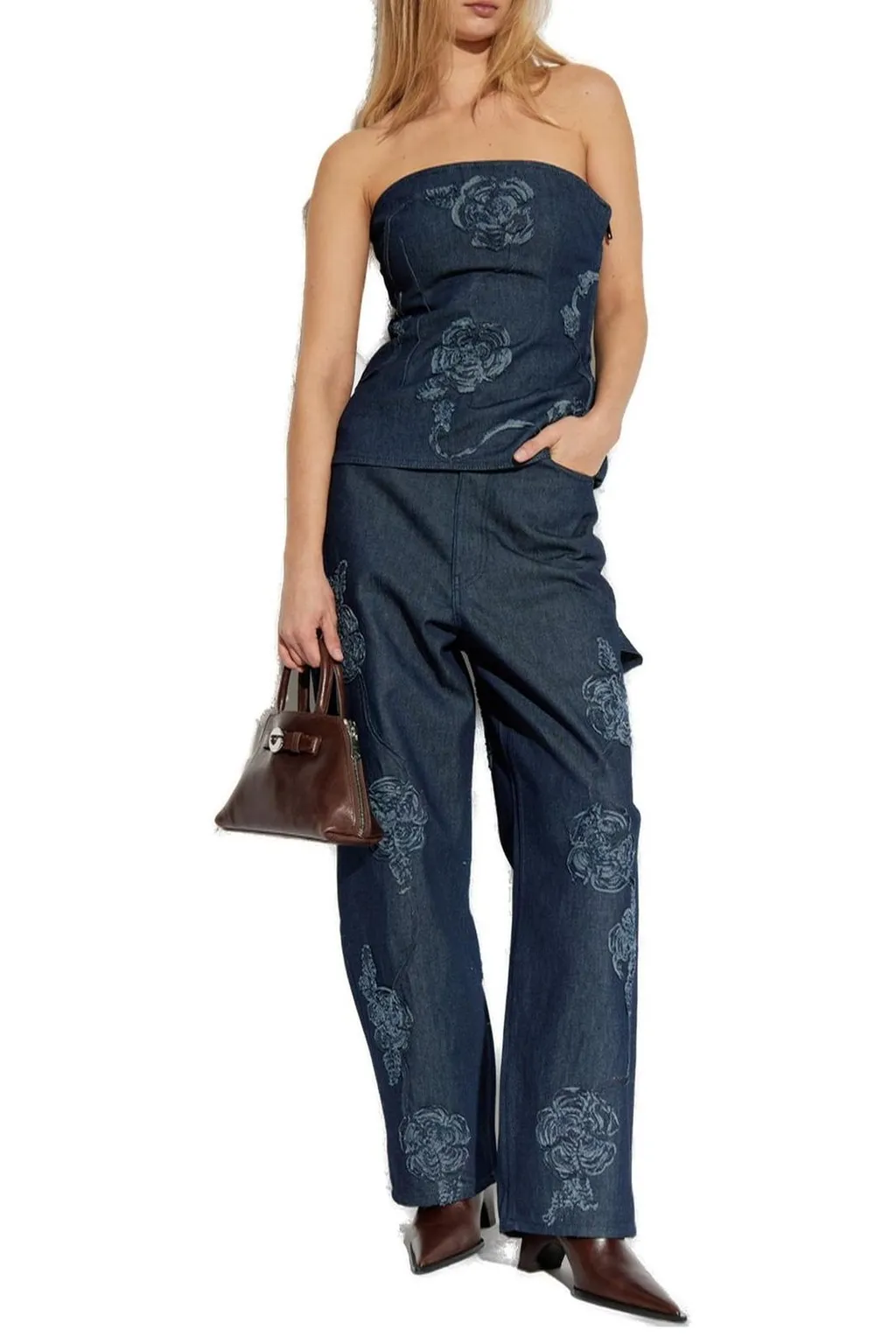 Rotate Floral Detailed Boyfriend Jeans