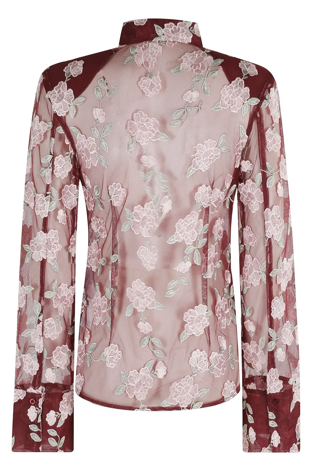 Rotate Floral Motif Sheer Long-Sleeved Shirt