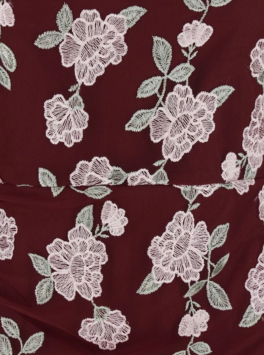 Rotate Floral Printed Mesh Asymmetric Dress