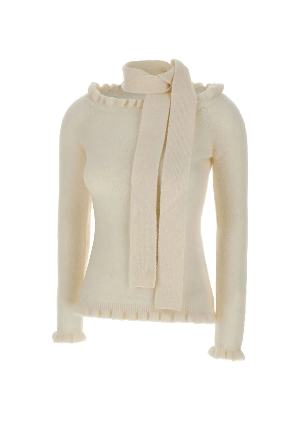 Rotate Ruffled-Detail Tie Neck Off-Shoulder Top