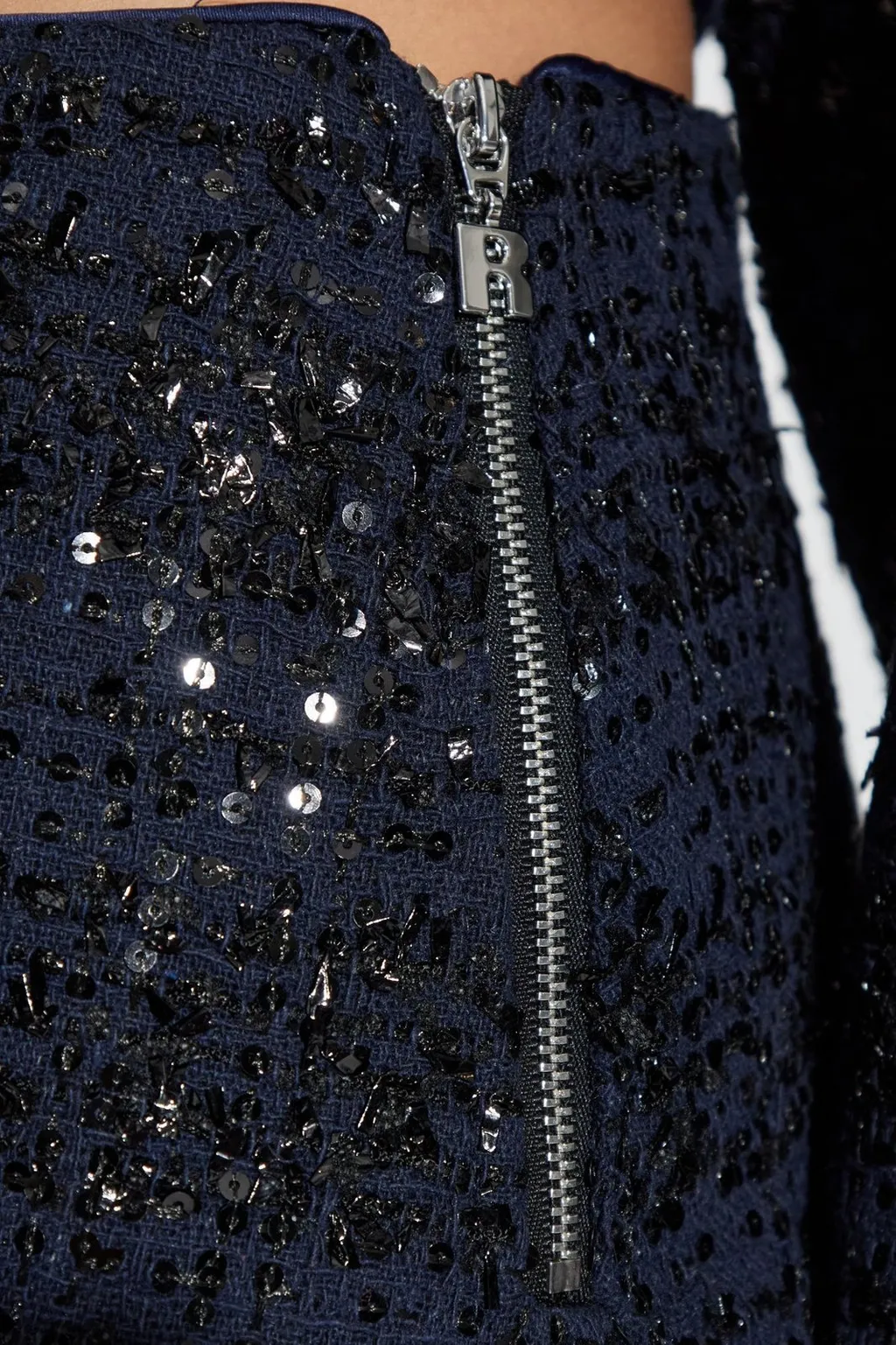 Rotate Boucle Sequinned Mini Skirt