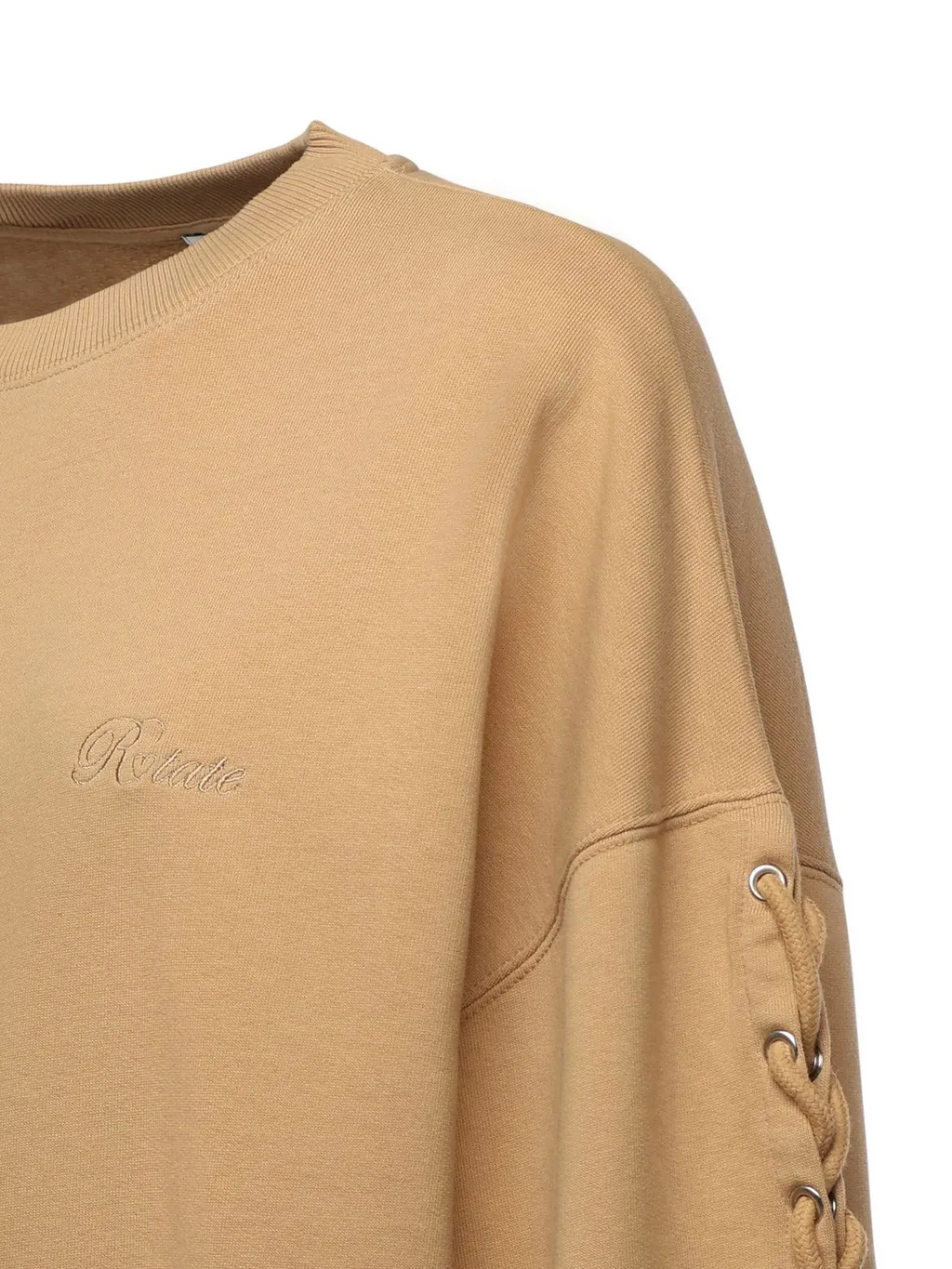 Rotate Lace-Up Sleeve Logo Embroidered Sweatshirt