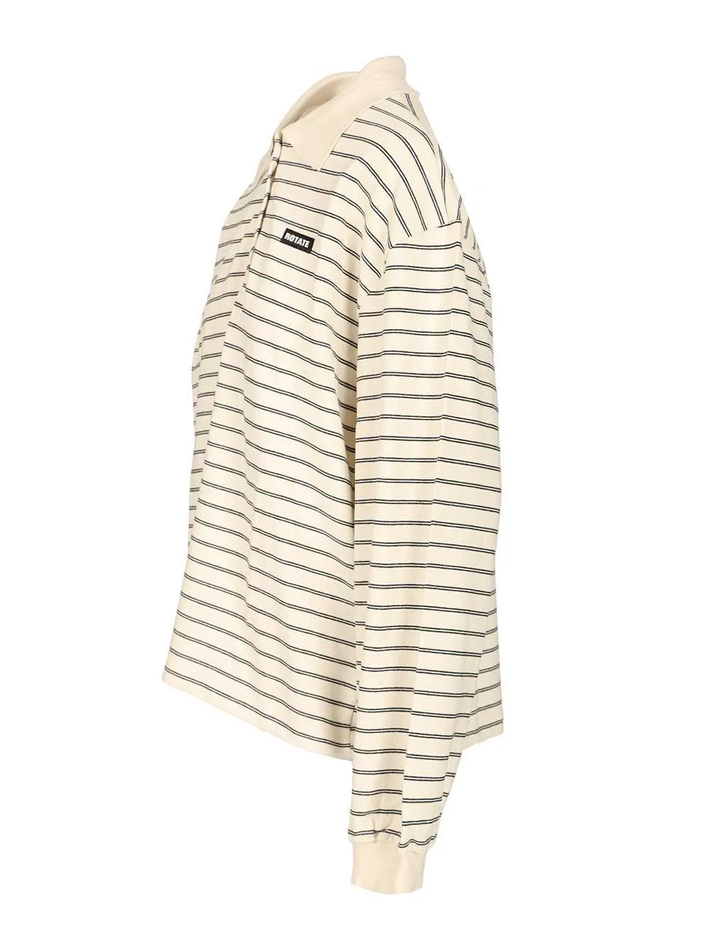 Rotate Striped Long Sleeved Polo Top