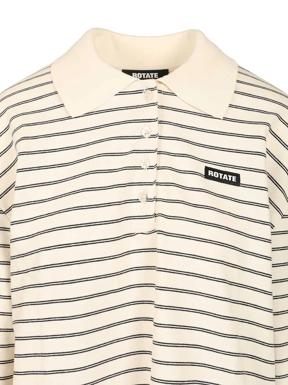 Rotate Striped Long Sleeved Polo Top