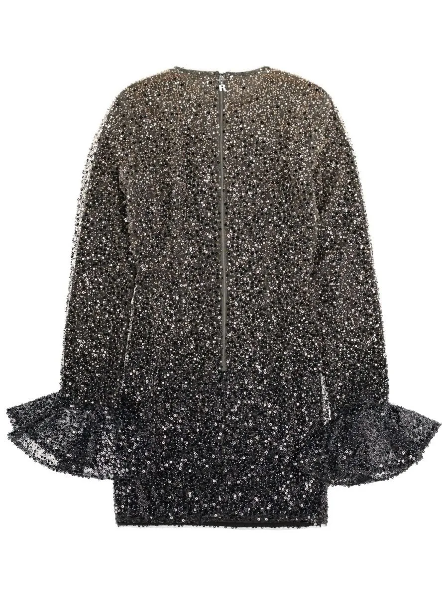 Rotate Sequined Flared-Sleeve Dress