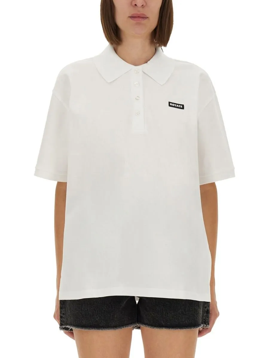 Rotate Logo Patch Short-Sleeve Polo Shirt