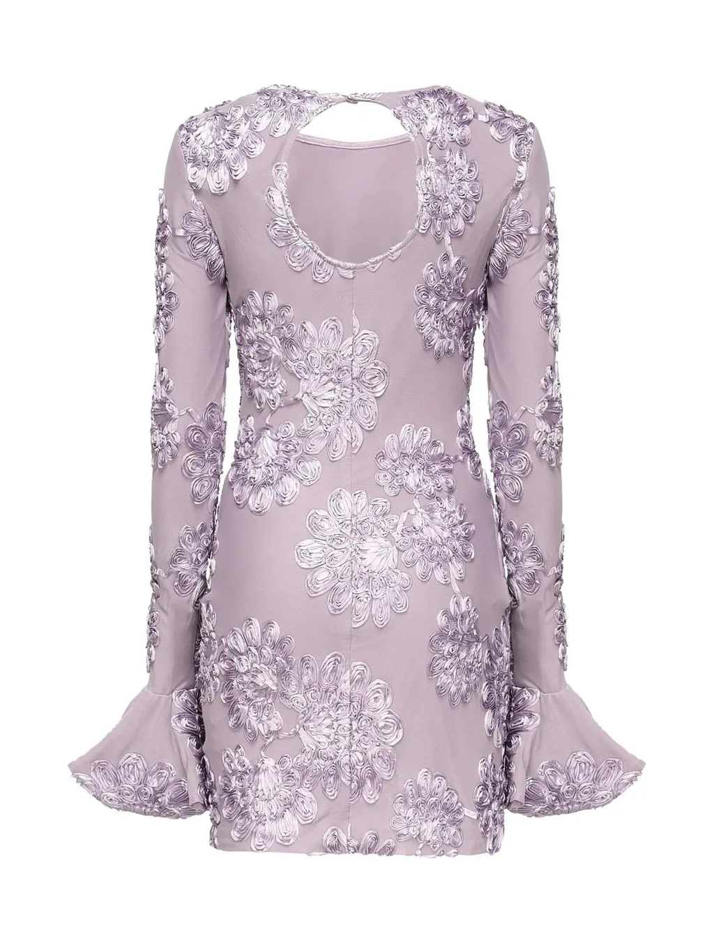 Rotate Floral Motif Flared-Sleeve Dress