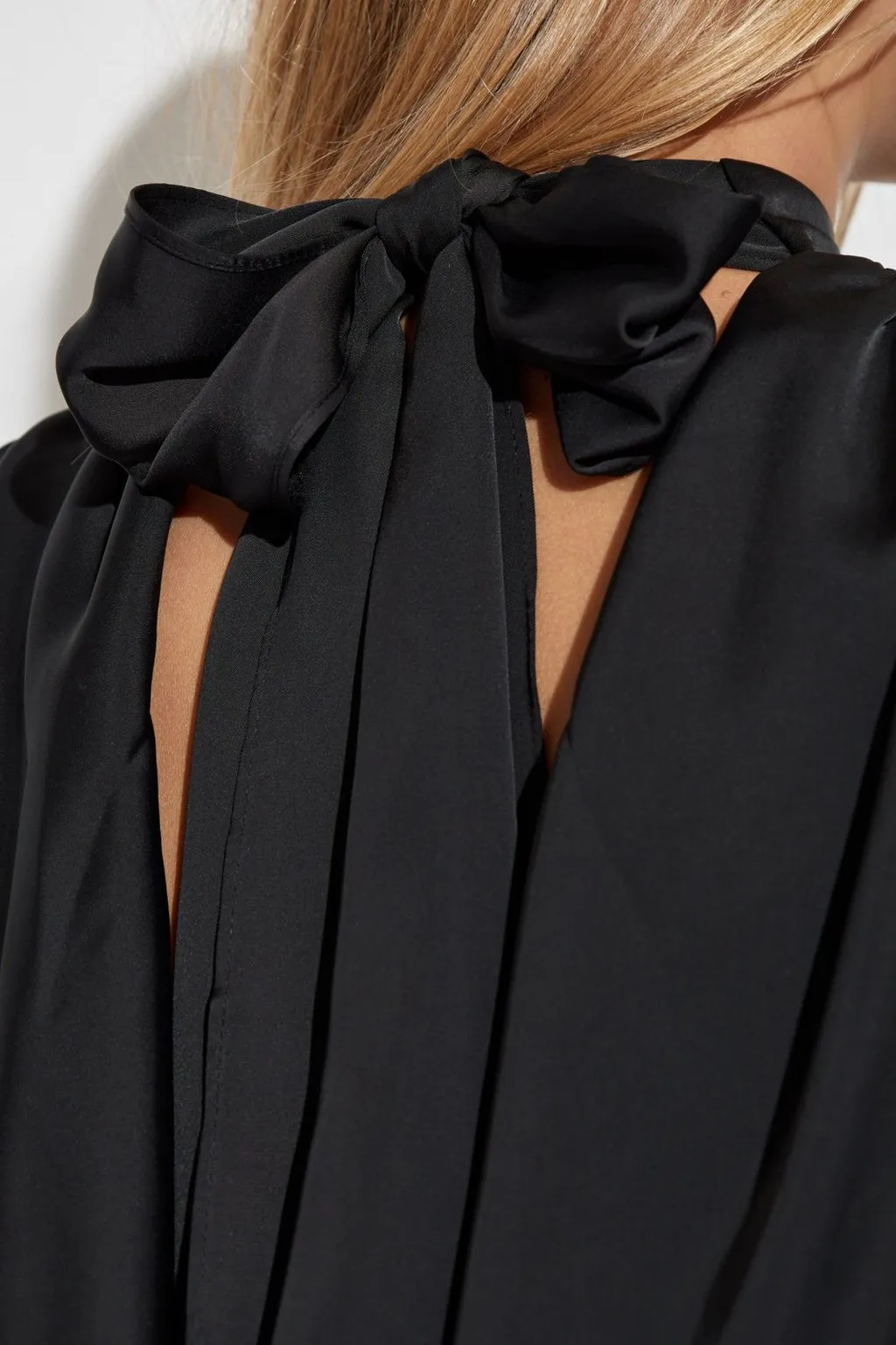 Rotate Tied-Neck Long-Sleeve Top