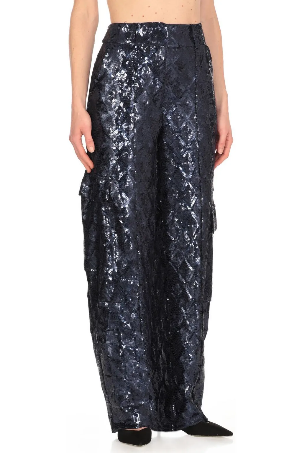 Rotate Sequin Embellished Cargo Pants