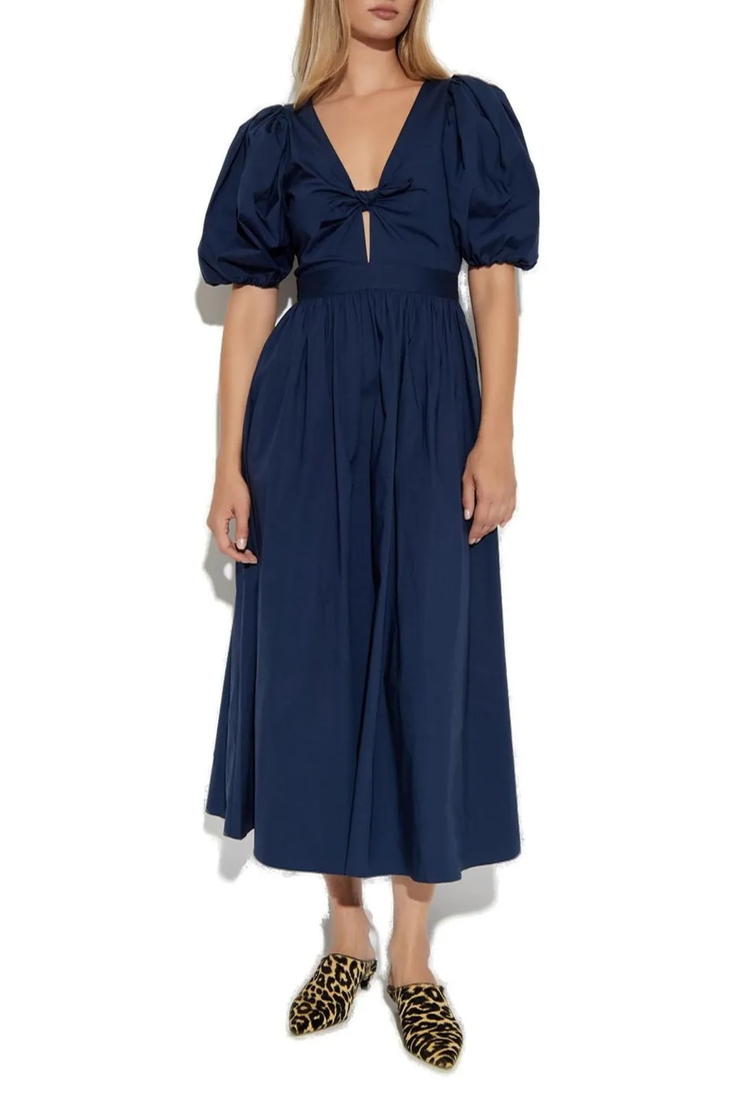Rotate Puff Sleeves V-Neck Dress