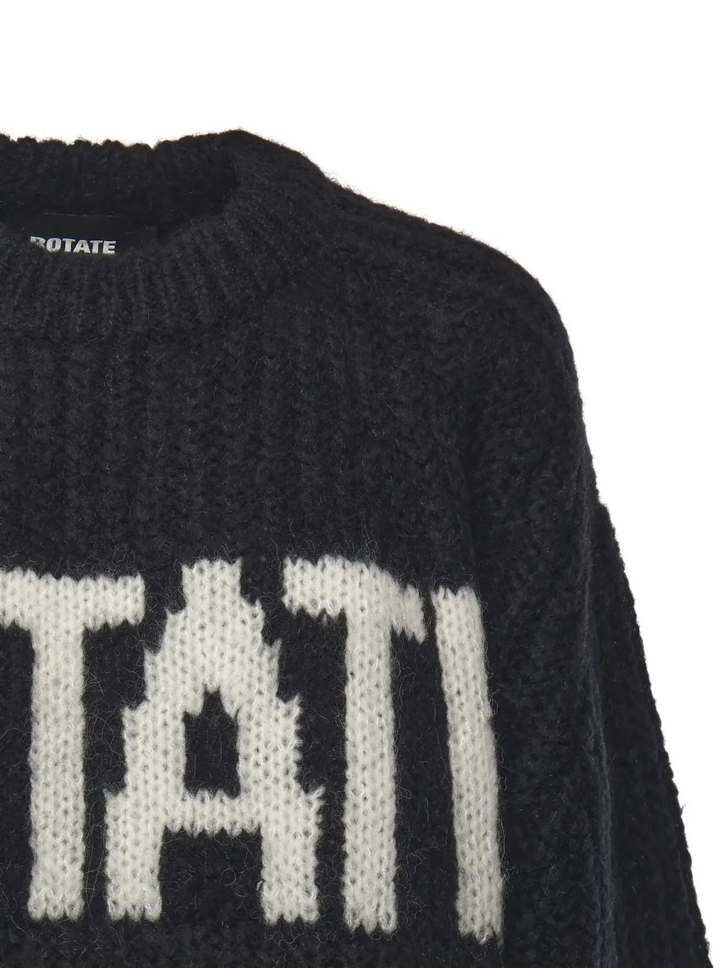 Rotate Logo Intarsia-Knit Crewneck Jumper