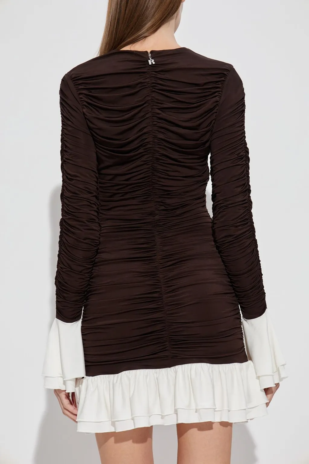 Rotate Ruffle-Trim Ruched Mini Dress