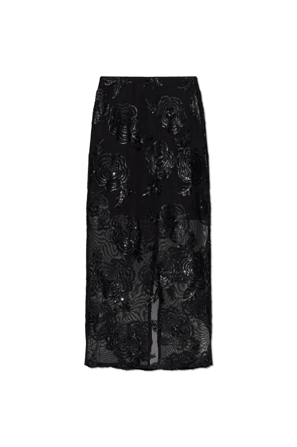 Rotate Floral Sequin-Embellished Midi Skirt