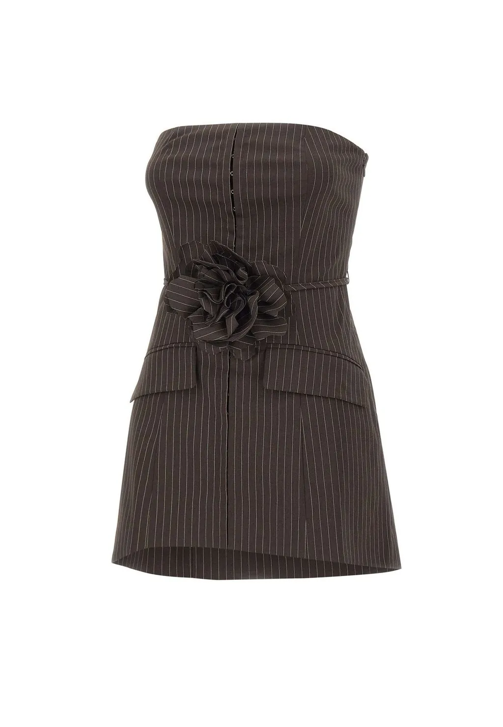 Rotate Pinstripe Belted Long Top